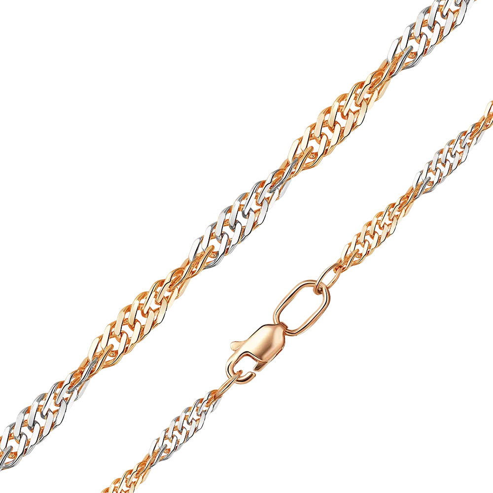 Цепь из красного золота с алмазной гранью (плетение «Сингапур») 21-0739-050-1110-17