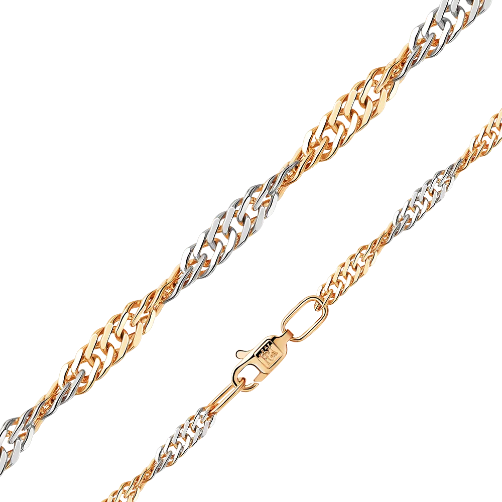 Цепь из красного золота с алмазной гранью (плетение «Сингапур») 21-0739-060-1110-17