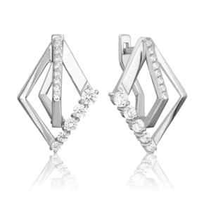 Серьги с английским замком из серебра с фианитами 02-5140-00-401-0200