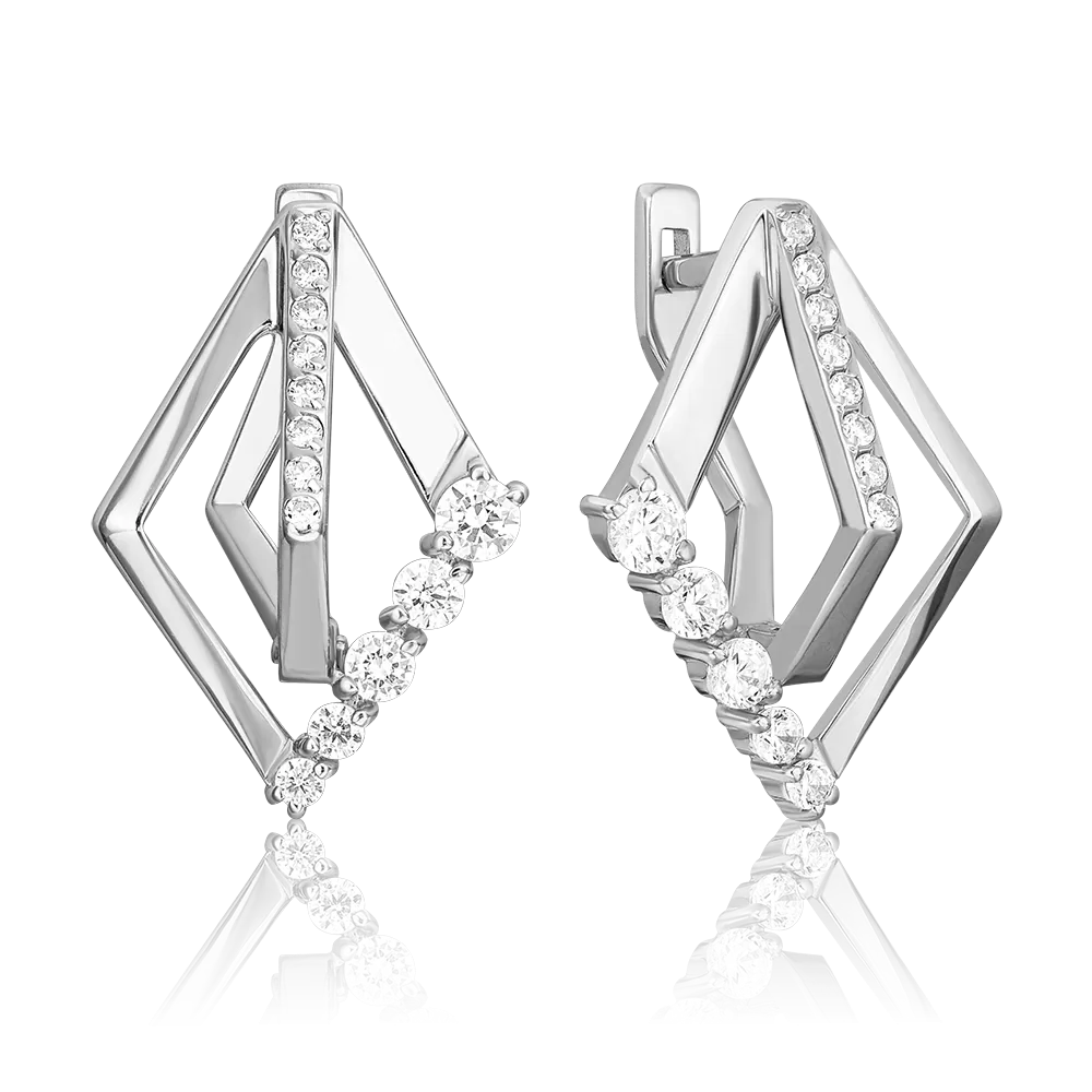 Серьги с английским замком из серебра с фианитами 02-5140-00-401-0200