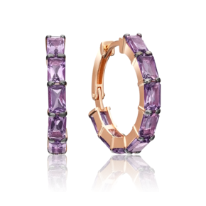 Серьги с английским замком из красного золота с аметистами 02-4490-00-203-1110-46