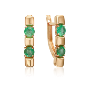 Серьги с английским замком из красного золота с изумрудами 02-5486-00-103-1110