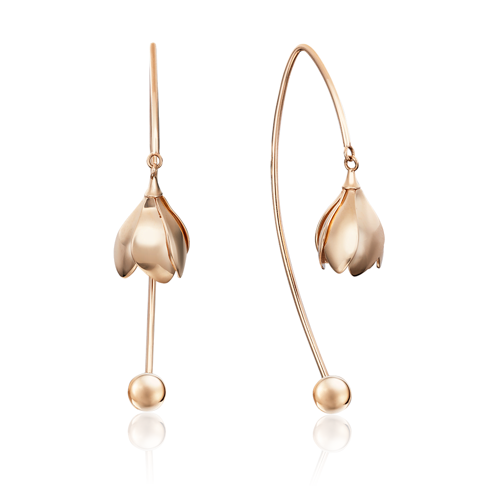 Серьги «Подснежники» с французским замком из красного золота 02-4477-00-000-1110-48
