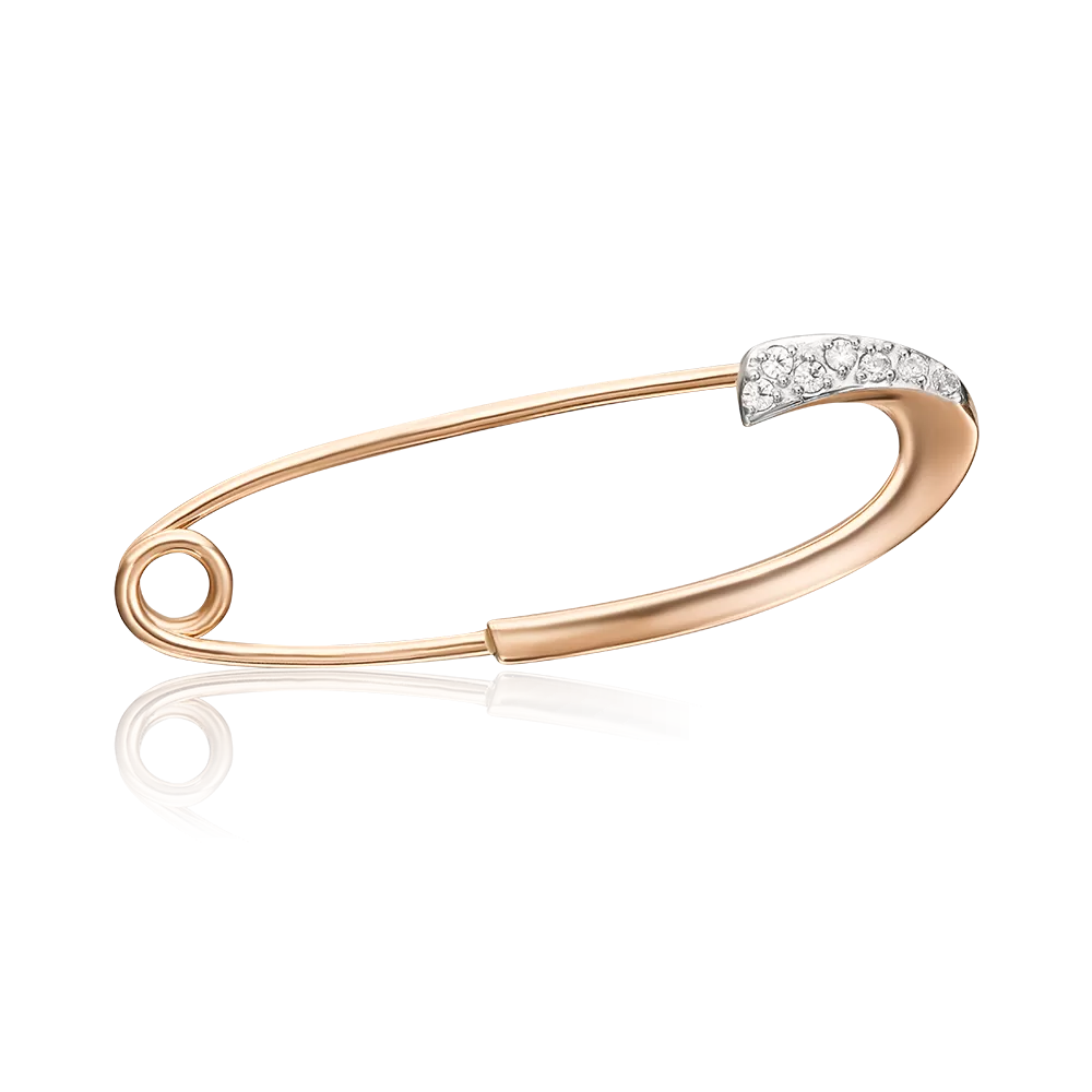 Брошь-булавка из красного золота с фианитами 04-0105-00-401-1110-03