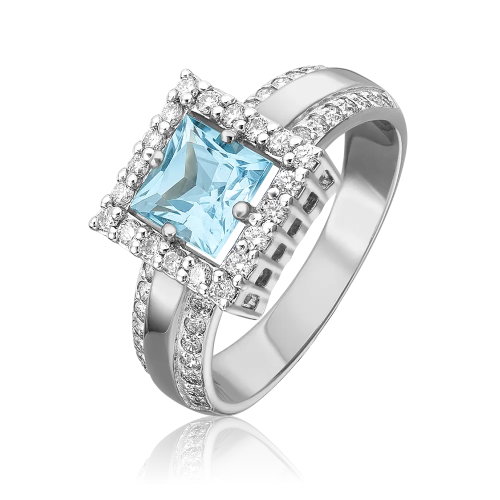 Кольцо из белого золота с топазом и бриллиантами 01-1320-00-113-1120-30