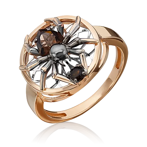 Кольцо «Ловец снов» (пожелание удачи) из комбинированного золота с кварцем дымчатым 01-5461-00-202-1111-75