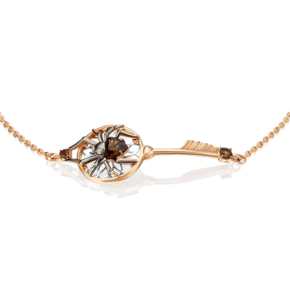 Браслет «Ловец снов» (пожелание удачи) из комбинированного золота с кварцем дымчатым 05-0657-00-202-1111-76