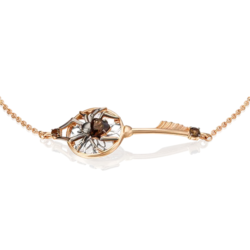 Браслет «Ловец снов» (пожелание удачи) из комбинированного золота с кварцем дымчатым 05-0657-00-202-1111-76