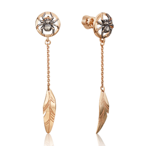 Серьги-пусеты «Ловец снов» (пожелание удачи) из красного золота 02-4710-00-000-1110-74