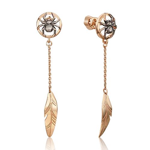 Серьги-пусеты «Ловец снов» (пожелание удачи) из красного золота 02-4710-00-000-1110-74