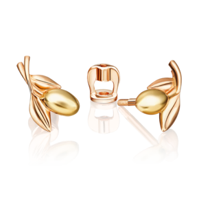 Серьги-пусеты «Оливки» (пожелание удачи) из комбинированного золота 02-4713-00-000-1113-59