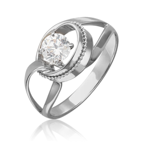 Кольцо из белого золота с фианитом 01-5423-00-501-1120-38