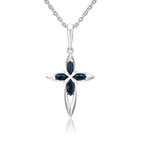 Декоративный крест из белого золота с сапфирами 03-3631-00-102-1120