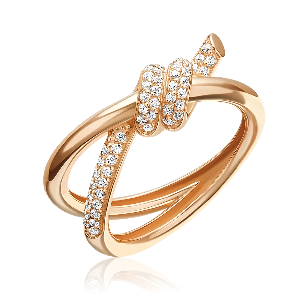 Кольцо из красного золота с фианитами 01-5925-00-401-1110