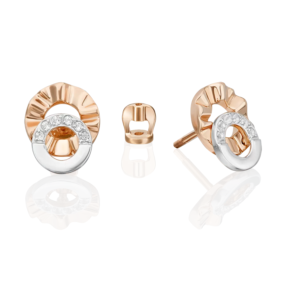 Серьги-пусеты «Очарование» из комбинированного золота с натуральными топазами white 02-5102-00-201-1111