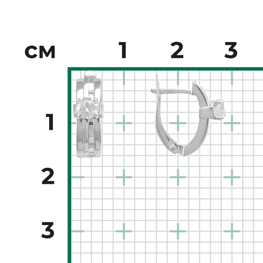 Серьги с английским замком из белого золота с фианитом 02-4294-00-501-1120-38