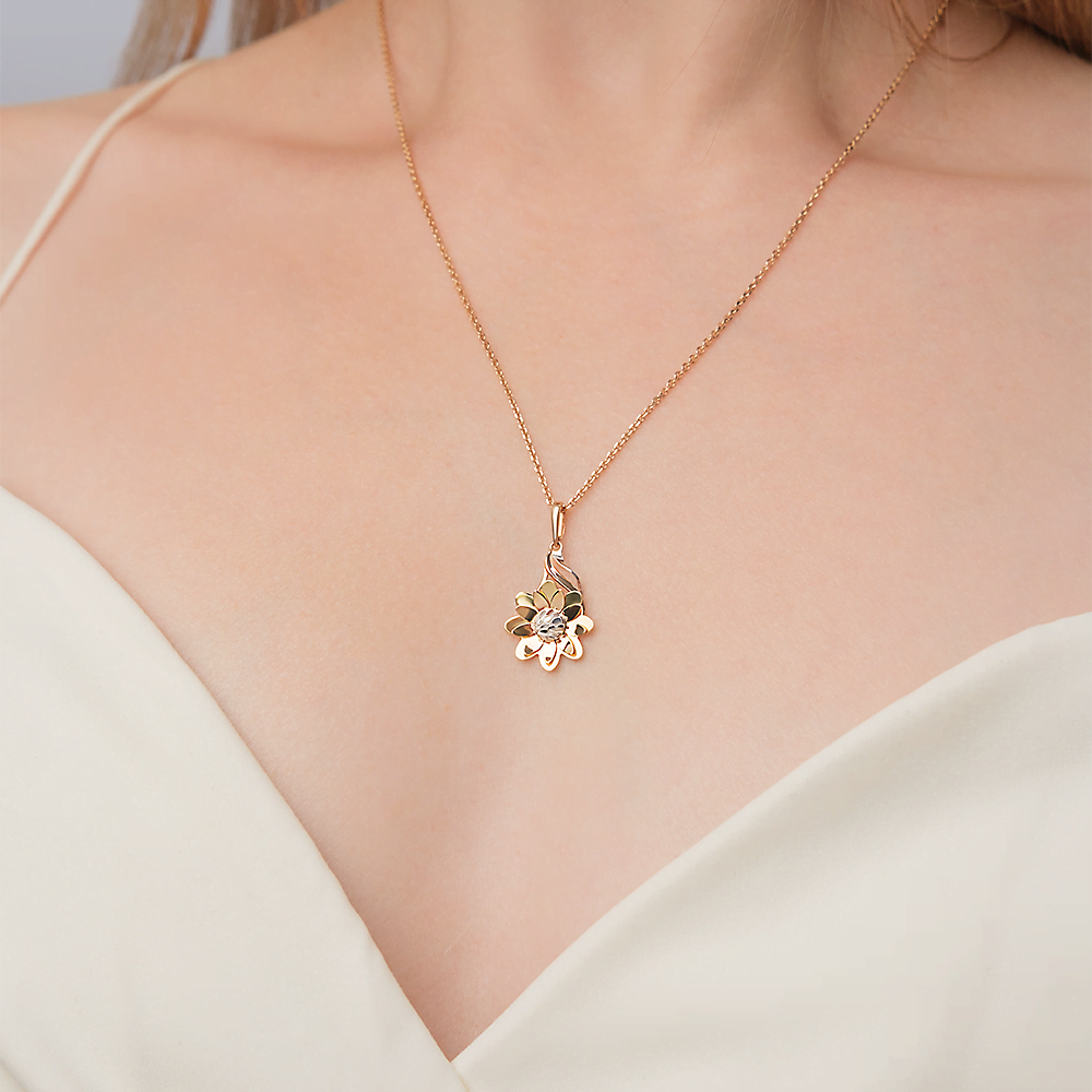 Подвеска «Ромашка» из комбинированного золота 03-2657-00-000-1140-65