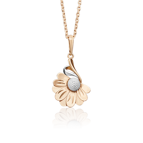 Подвеска «Ромашка» из комбинированного золота 03-2666-00-000-1111-65