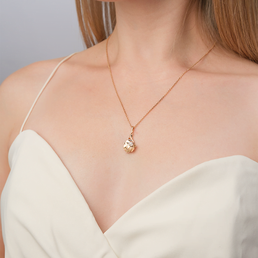 Подвеска «Ромашка» из комбинированного золота 03-2666-00-000-1111-65