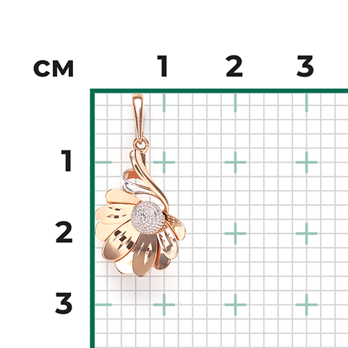 Подвеска «Ромашка» из комбинированного золота 03-2666-00-000-1111-65