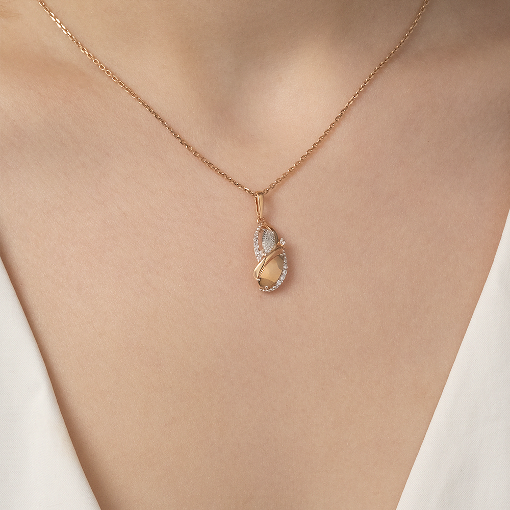 Подвеска из комбинированного золота с фианитами 03-2727-00-401-1111-65