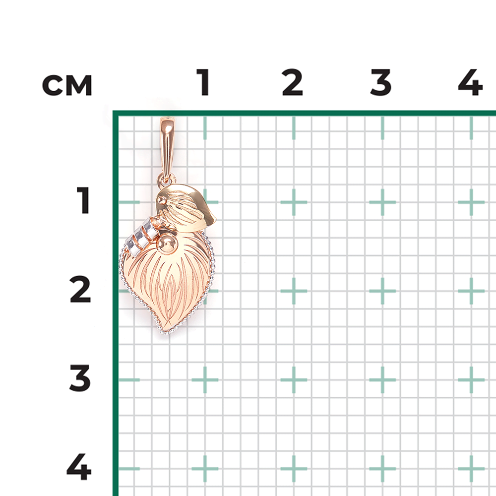 Подвеска «Лист липы» из комбинированного золота 03-2728-00-000-1113-65