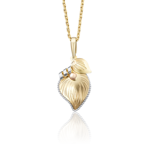 Подвеска «Лист липы» из лимонного золота