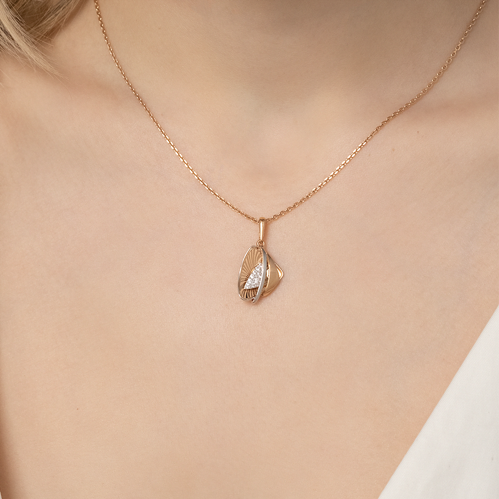 Подвеска из комбинированного золота с фианитами 03-2731-00-401-1111-65