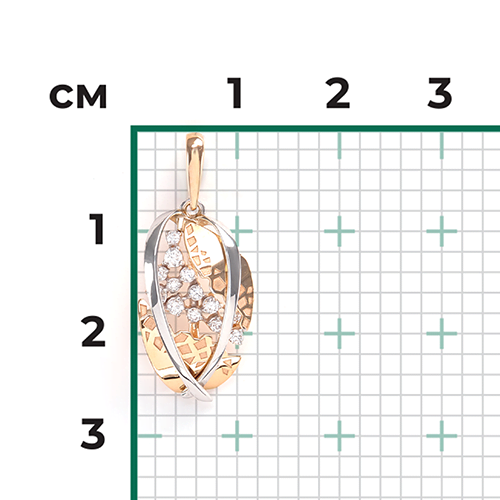 Подвеска из комбинированного золота с фианитами 03-2738-00-401-1111-65