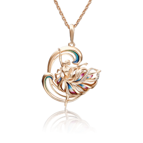 Подвеска «Балерина» из красного золота с эмалью 03-2816-00-000-1110-65