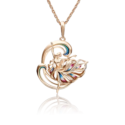 Подвеска «Балерина» из красного золота с эмалью 03-2816-00-000-1110-65