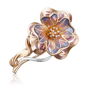 Брошь «Цветок» из красного золота с эмалью 04-0176-00-000-1110-65