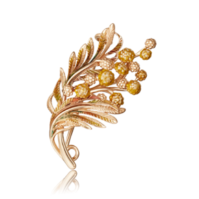 Брошь «Мимоза»  из красного золота с эмалью 04-0205-00-000-1110-65