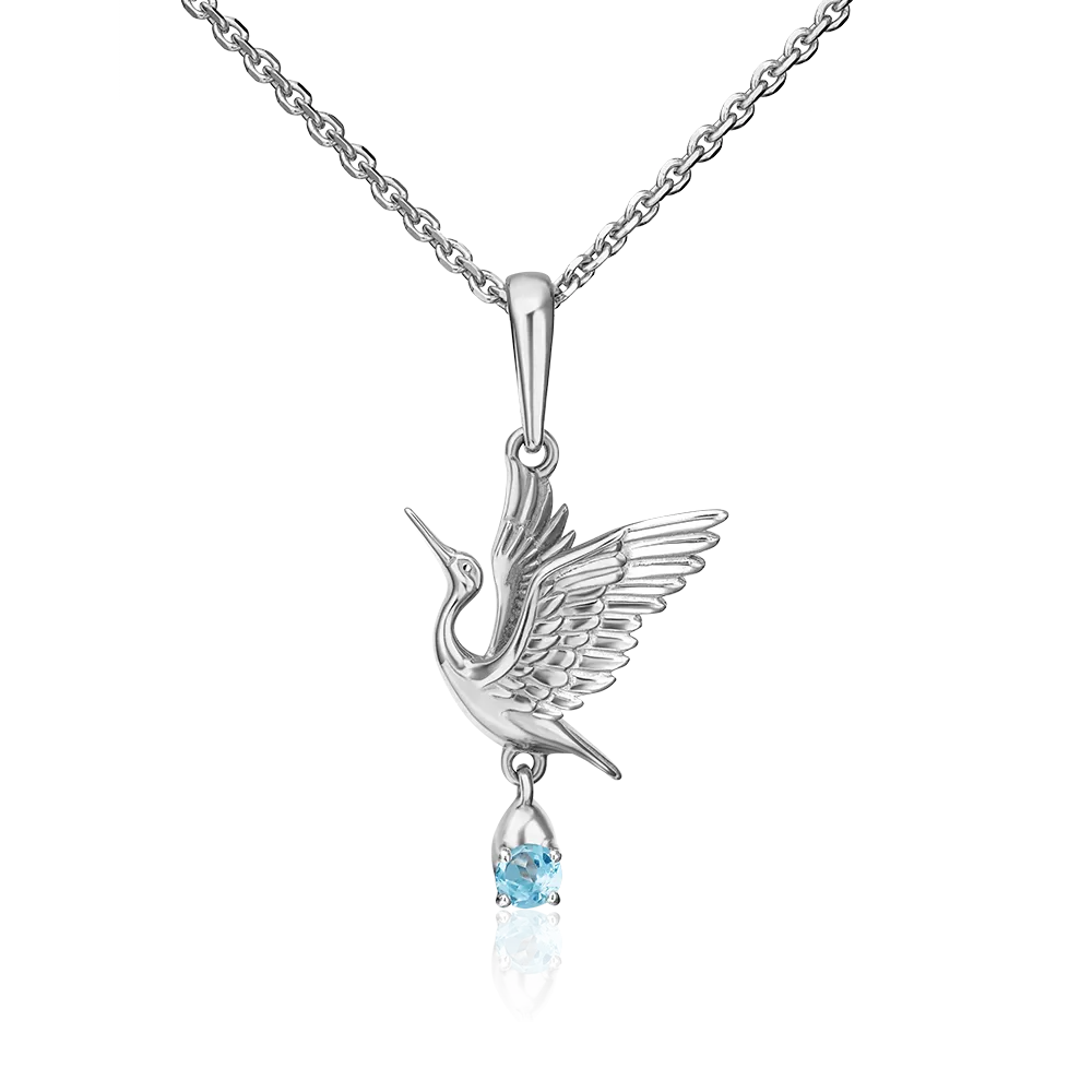 Подвеска «Аист» из серебра с топазом 03-3079-00-201-0200