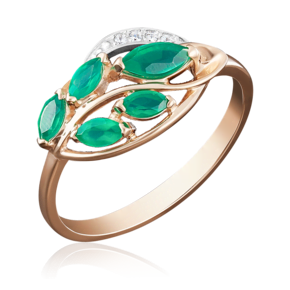 Кольцо из комбинированного золота с изумрудами и бриллиантами
