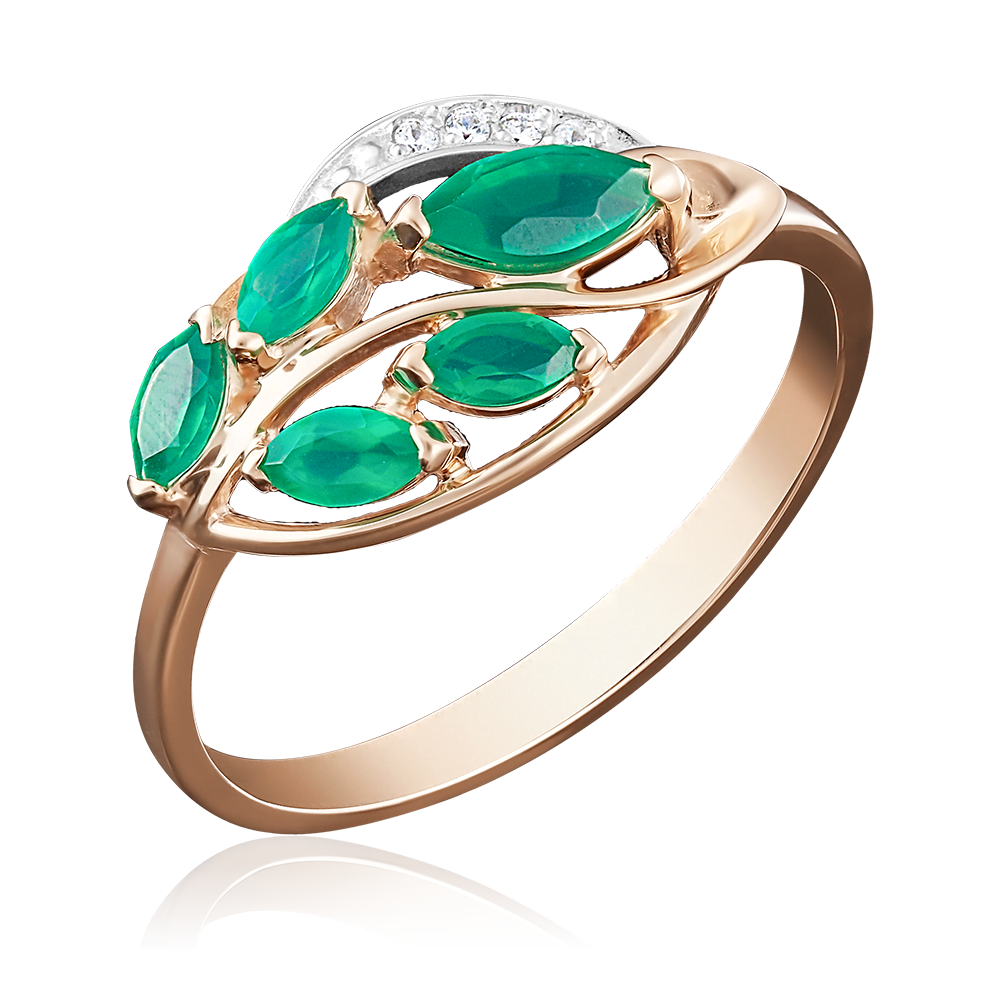 Кольцо из комбинированного золота с изумрудами и бриллиантами 01-5042-00-106-1111-30