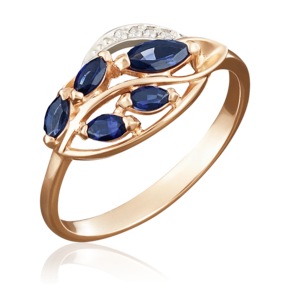 Кольцо из комбинированного золота с сапфирами и бриллиантами 01-5042-00-105-1111-30