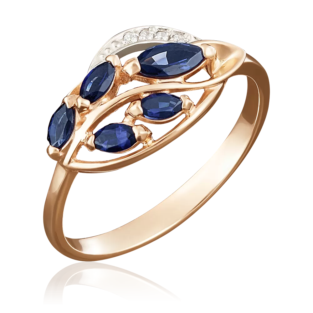 Кольцо из комбинированного золота с сапфирами и бриллиантами 01-5042-00-105-1111-30