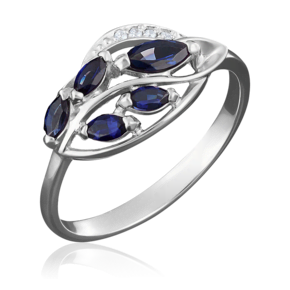 Кольцо из белого золота с сапфирами и бриллиантами 01-5042-00-105-1120-30