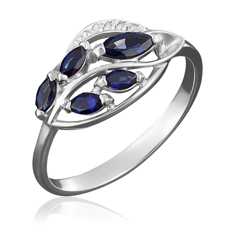 Кольцо из белого золота с сапфирами и бриллиантами 01-5042-00-105-1120-30