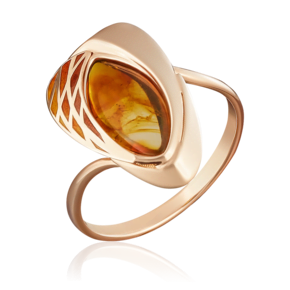 Кольцо из красного золота с янтарём и эмалью 01-5045-00-271-1110-46