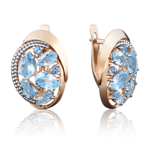 Серьги с английским замком из красного золота с топазами 02-3948-00-201-1110-46