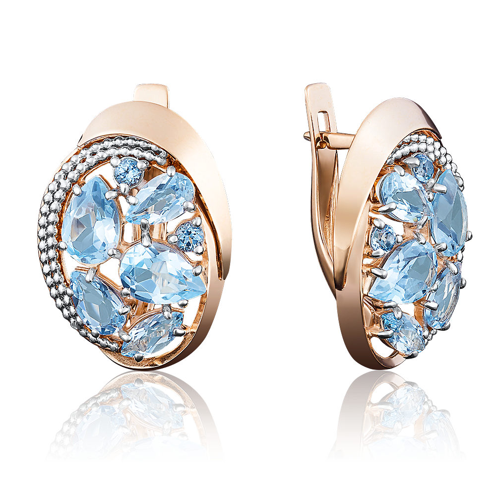 Серьги с английским замком из красного золота с топазами 02-3948-00-201-1110-46