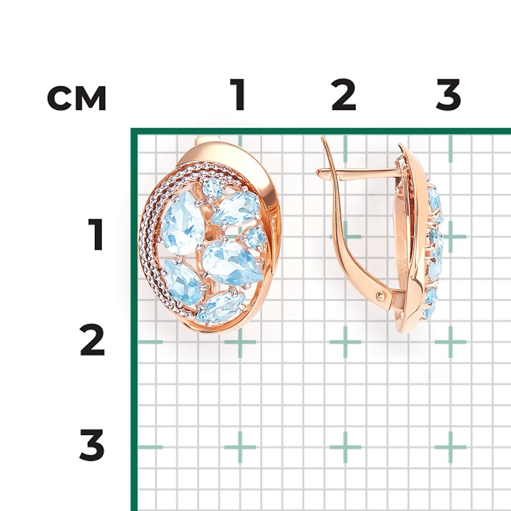 Серьги с английским замком из красного золота с топазами 02-3948-00-201-1110-46