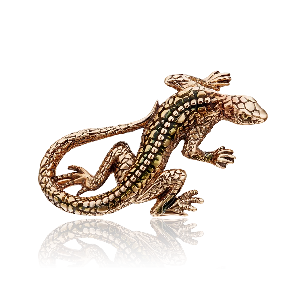 Брошь «Ящерица» из красного золота с эмалью 04-0213-00-000-1110-48