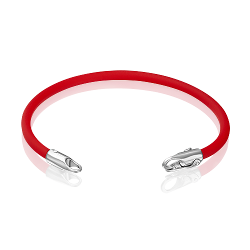 Браслет-соул из серебра с красным полиуретановым шнуром 05-0762-06-000-0200
