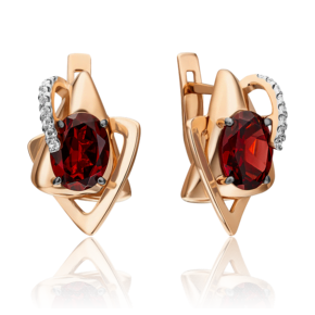 Серьги с английским замком из красного золота с гранатом и натуральными топазами white 02-4405-00-264-1110-57