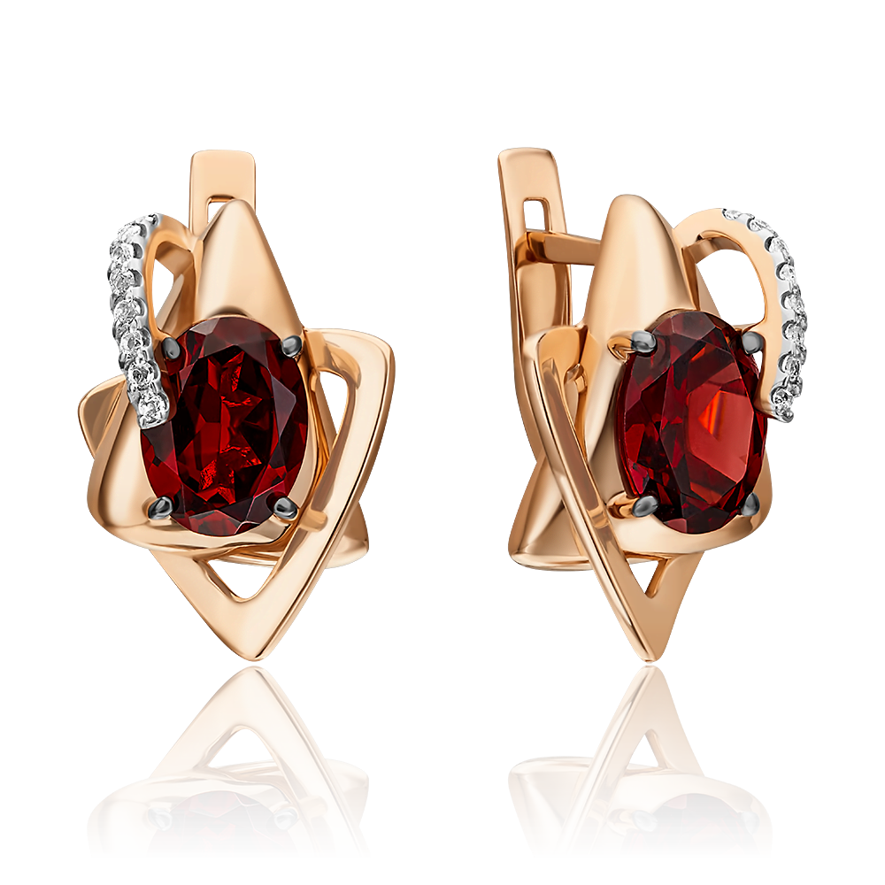Серьги с английским замком из красного золота с гранатом и натуральными топазами white 02-4405-00-264-1110-57