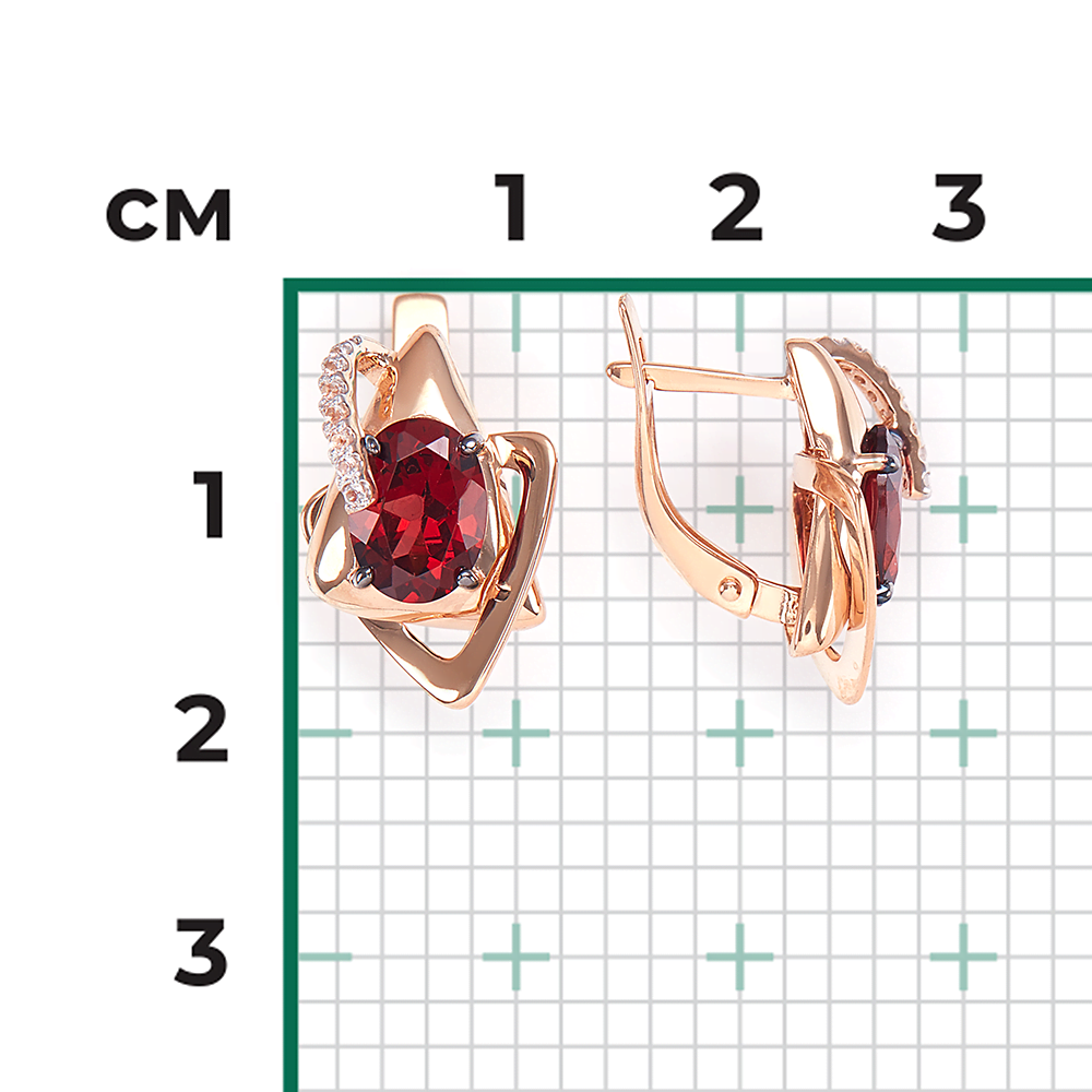 Серьги с английским замком из красного золота с гранатом и натуральными топазами white 02-4405-00-264-1110-57