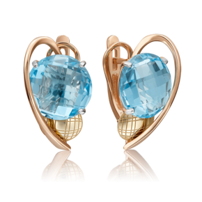 Серьги с английским замком из комбинированного золота с топазом 02-4183-00-201-1113-46